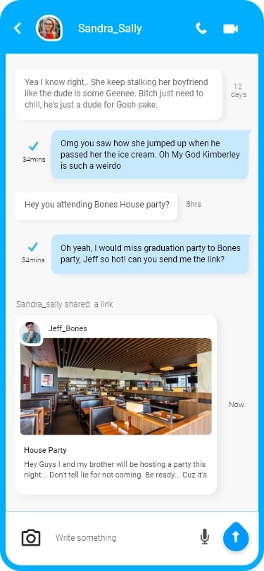 Screenshot of the messaging box of Peep's mobile app.