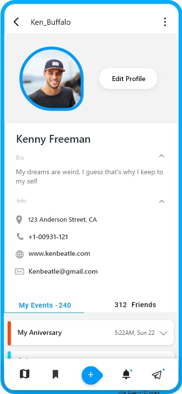 Screenshot of the profile page of Peep's mobile app.